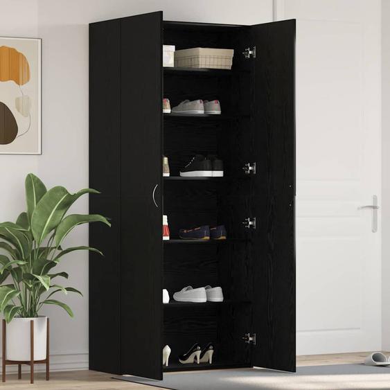 Cabinet à chaussures Noir 80 x 35.5 x 180 cm Bois dingénierie
