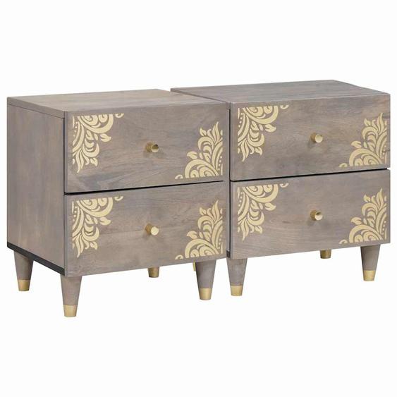 Cabinet de chevet avec tiroir 2 pcs Gris 40 x 33 x 46 cm