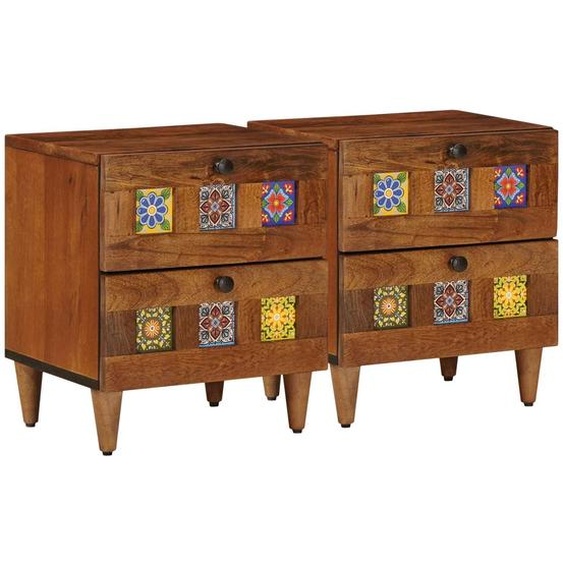 Cabinet de chevet avec tiroir 2 pcs Marron 40 x 33 x 46 cm