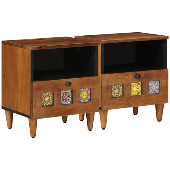 Cabinet de chevet avec tiroir 2 pcs Marron 40 x 33 x 46 cm