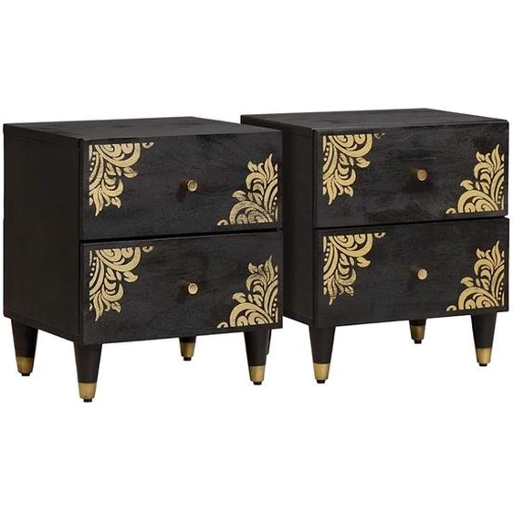 Cabinet de chevet avec tiroir 2 pcs Noir 40 x 33 x 46 cm