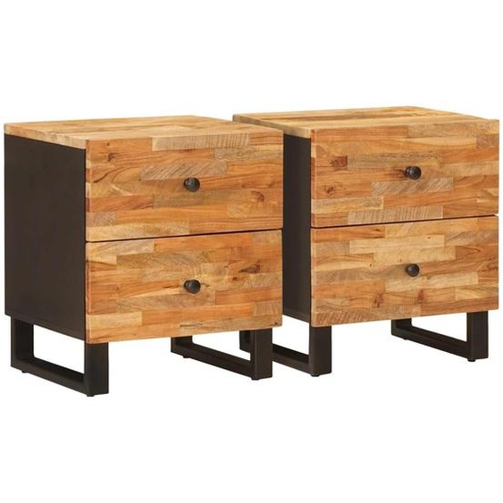 Cabinet de chevet avec tiroir 2 pcs Marron 40 x 33 x 46 cm