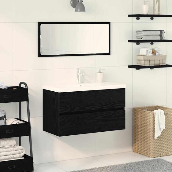 Cabinet de lavabo Chêne noir 80 x 39 x 62 cm Bois dingénierie