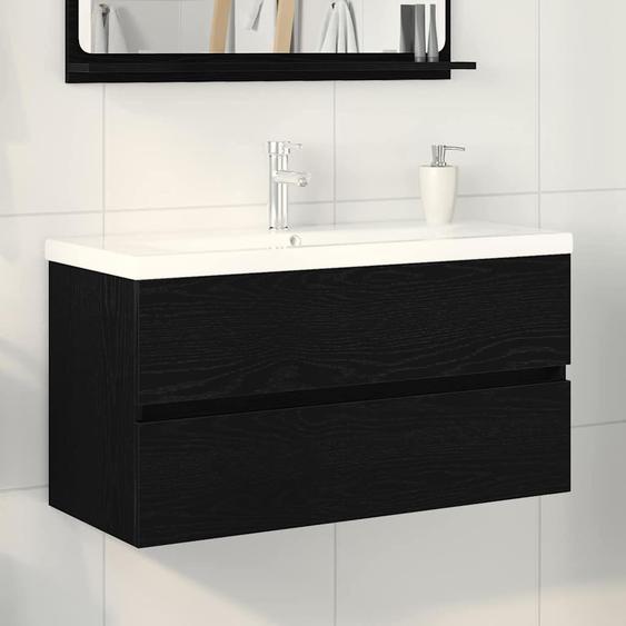 Cabinet de lavabo Chêne noir 90 x 39 x 62 cm Bois dingénierie