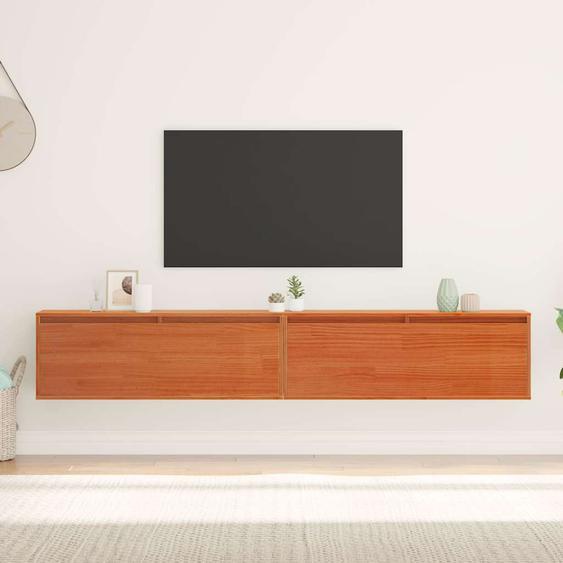 Meuble mural avec étagère Cire marron Bois de pin massif