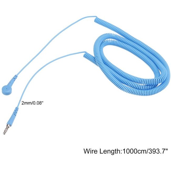 Cable de mise  la terre ESD de 1000 cm/394 pouces de long, Cable de mise  la terre anti-statique avec embout en forme de lanterne + boucle , Pack de 1 (Bleu)