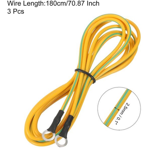 Cable de Mise  la Terre ESD de 180 cm/70,87 Pouces de Long, Cable de Mise  la Terre Antistatique pour liminer llectrostatique des Conducteurs, Lot de 3 (Jaune, Vert)
