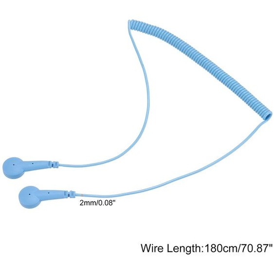 Cable de mise  la terre ESD de 180 cm/71 pouces de long, Cable de mise  la terre anti-statique  double boucle pour liminer llectrostatique des conducteurs, Pack de 1 (Bleu)