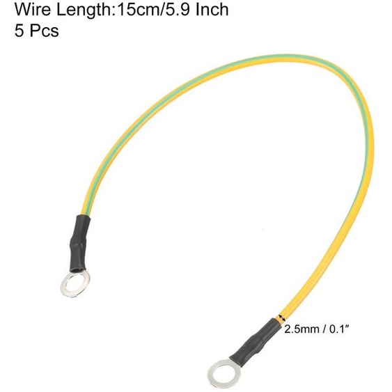 Cable de Mise  la Terre ESD de 20 cm/7,87 Pouces de Long, Cable de Mise  la Terre Antistatique pour liminer llectrostatique des Conducteurs, Lot de 5 (Jaune, Vert)