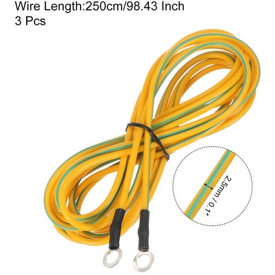 Cable de Mise  la Terre ESD de 250 cm/98,43 Pouces de Long, Cable de Mise  la Terre Antistatique pour liminer llectrostatique des Conducteurs, Lot de 3 (Jaune, Vert)
