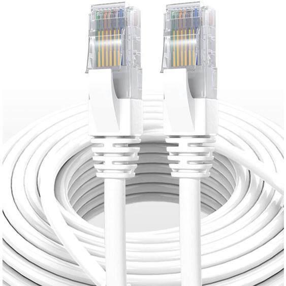 Câble Réseau Ethernet RJ45 Cat 7 Blindé sftp - 25m (Rond Blanc), 10Gbps, 600MHz, 100% Cuivre, Ultra Rapide, Anti-Interférences, Idéal pc, Console,