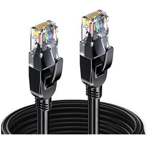 Câble Réseau ethernet RJ45 Cat 7 Blindé sftp - 30m (Rond Noir), 10Gbps, 600MHz, 100% Cuivre, Ultra Rapide, Anti-Interférences, Idéal pc, Console,