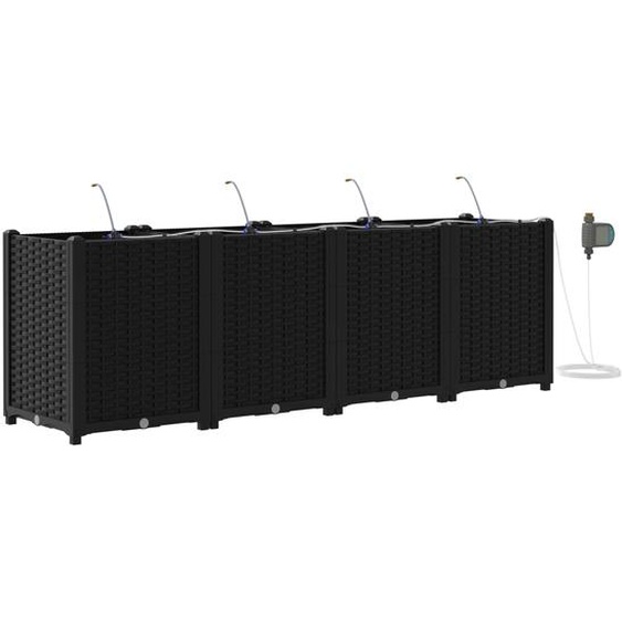 Cache-pot de jardin 4 pcs Noir 160 x 40 x 53 cm Acier