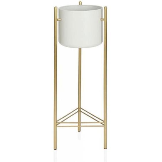 Cache-pot sur Pied en Métal Doré et Pot Blanc - Hauteur 80cm - WADIGA