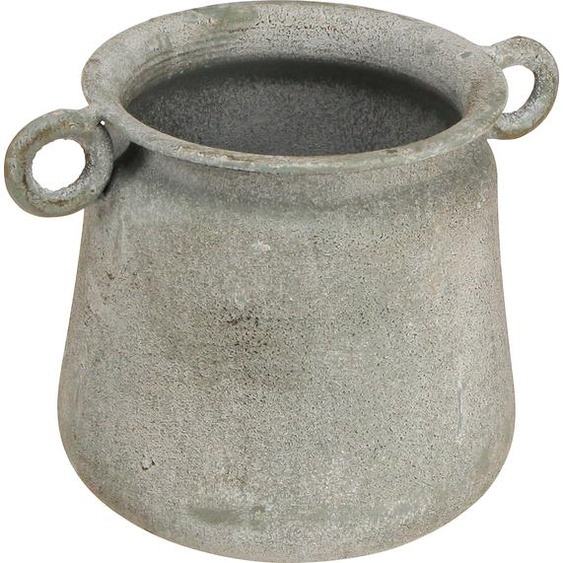 Cache-pot Vintage en métal avec poignées, gris, style rustique Pot à plantes H13,5cm, Décoration de table rustique