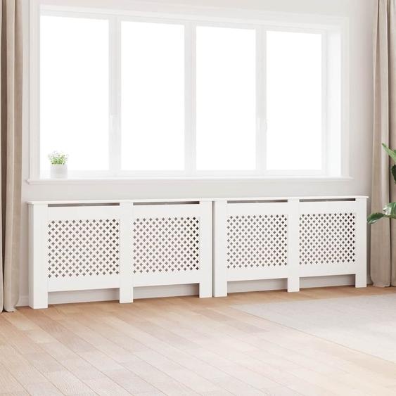 Cache-radiateurs 2 pcs Blanc 152x19x81,5 cm MDF