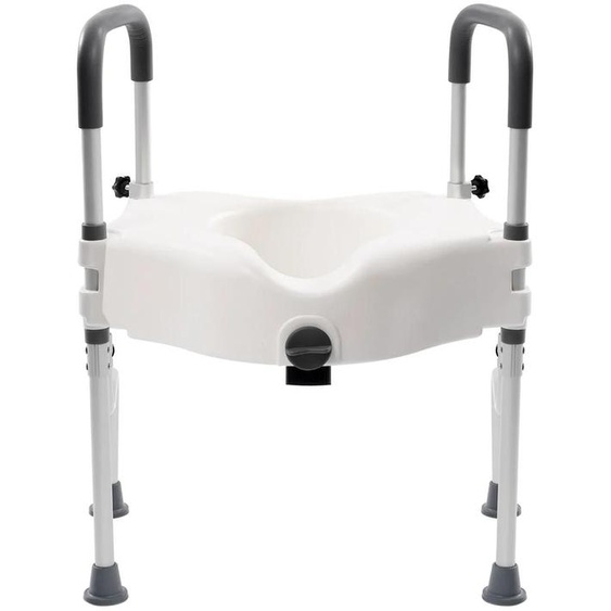 Cadre dappui pour toilettes 3-en-1 - Siège rehausseur de toilettes avec accoudoirs - Cadre de sécurité réglable en hauteur pour personnes âgées - En alliage daluminium - Blanc