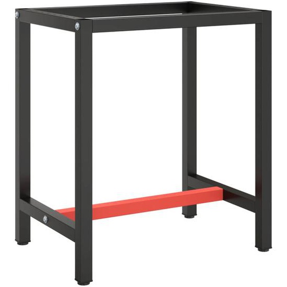 Cadre de banc de travail Noir et rouge mat 70x50x79 cm Métal