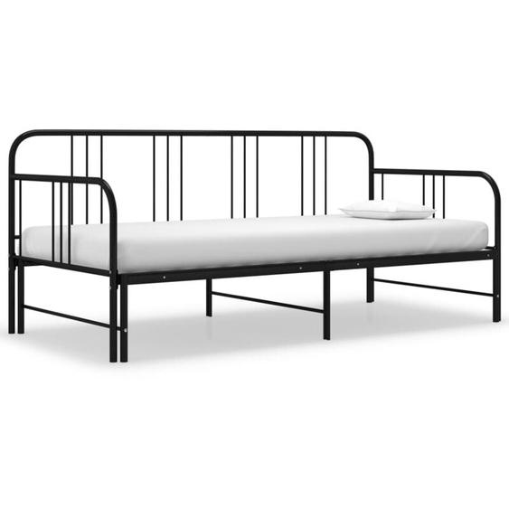 Cadre de canapé-lit extensible Noir Métal 90x200 cm Vidaxl