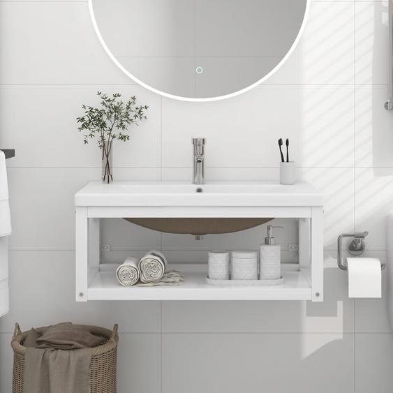 Cadre de lavabo de salle de bain vasque à encastrer Blanc Fer