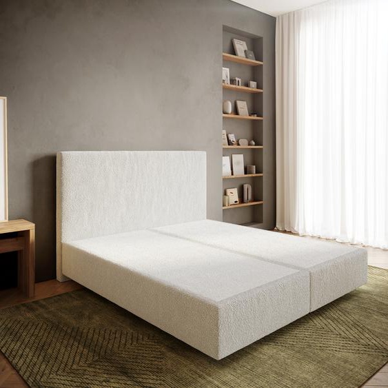 Cadre-de-lit-à-sommier-tapissier Dream-Well 180x200 cm Bouclé Crème-Blanc, Lits à sommier tapissier