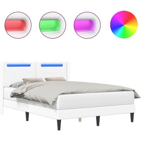 Cadre de lit avec bandes LED Blanc 120 x 190 cm Simili cuir