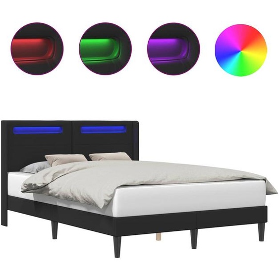 Cadre de lit avec bandes LED Noir 160 x 200 cm Simili cuir