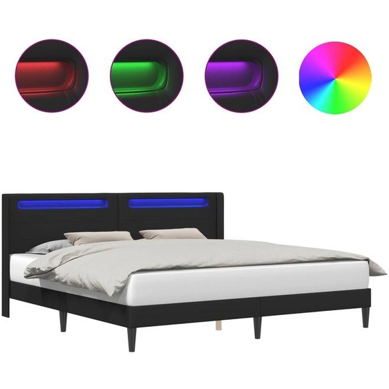 Cadre de lit avec bandes LED Noir 180 x 200 cm Simili cuir