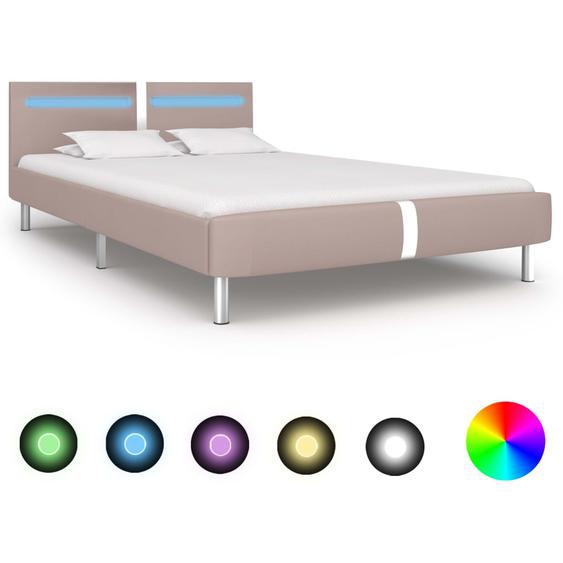 Cadre de lit avec LED Cappuccino Similicuir 120 x 200 cm