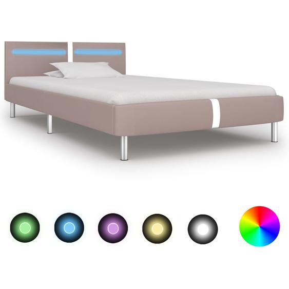 Cadre de lit avec LED Cappuccino Similicuir 90 x 200 cm