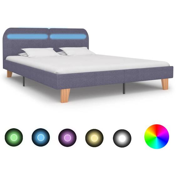 Cadre de lit avec LED Gris clair Tissu 160 x 200 cm