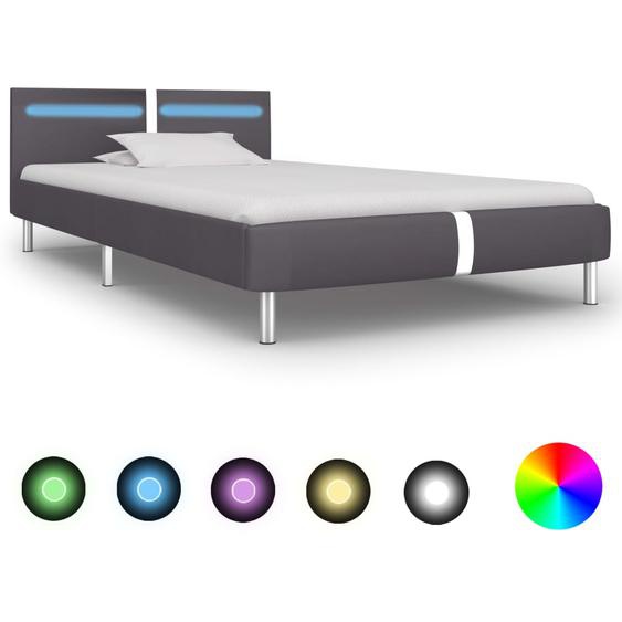 Cadre de lit avec LED Gris Similicuir 90 x 200 cm