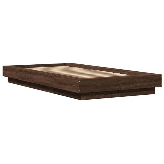 Cadre de lit avec LED marron aspect chêne 90x200 cm bois composite