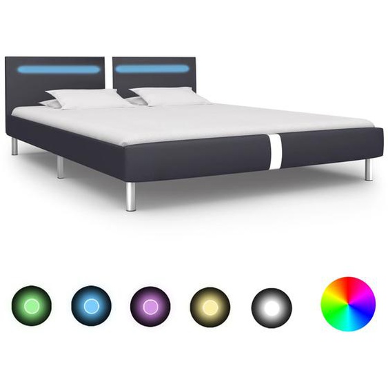Cadre de lit avec LED Noir Similicuir 160 x 200 cm