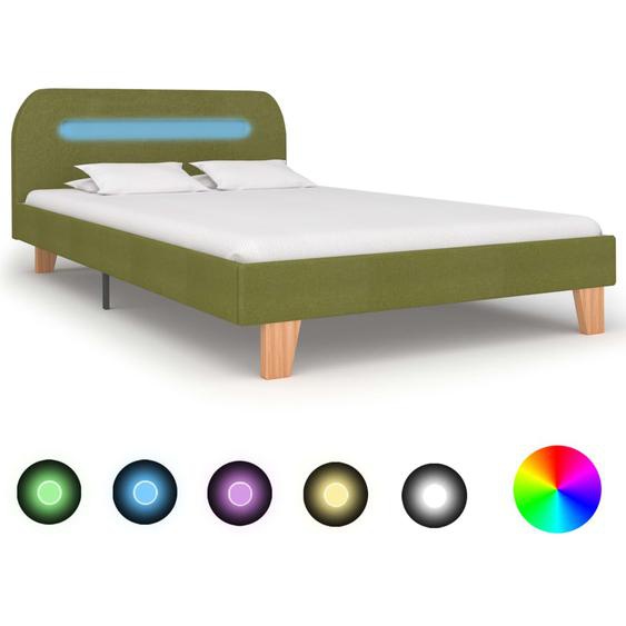 Cadre de lit avec LED Vert Tissu 120 x 200 cm
