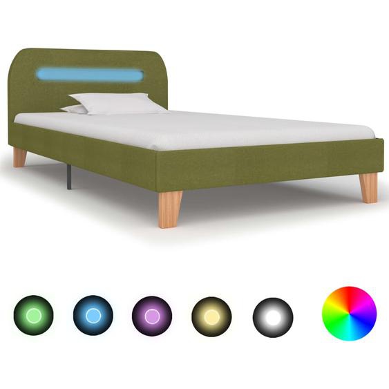 Cadre de lit avec LED Vert Tissu 90 x 200 cm