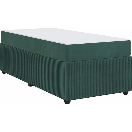 Cadre de lit avec matelas vert foncé 80 x 200 cm velours