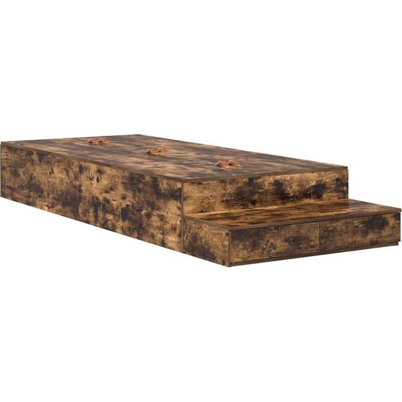 Cadre de lit avec rangement Chêne fumé 90 cm Bois dingénierie