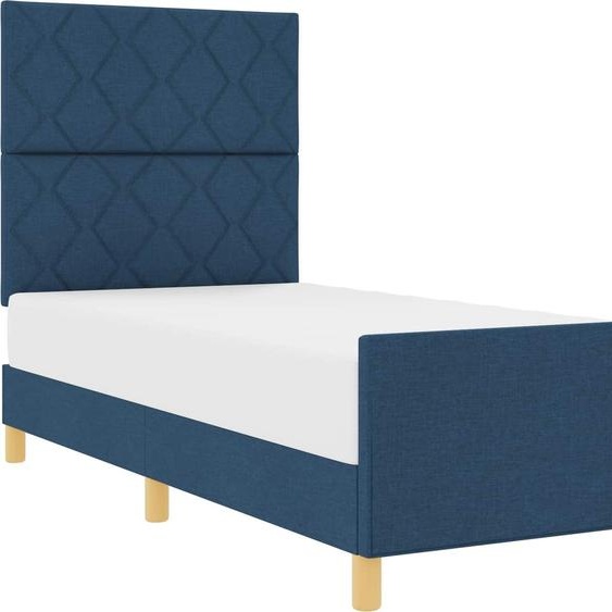 Cadre de lit avec tête de lit Bleu 100 x 200 cm tissu