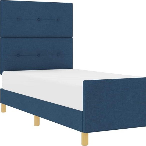 Cadre de lit avec tête de lit Bleu 100 x 200 cm tissu