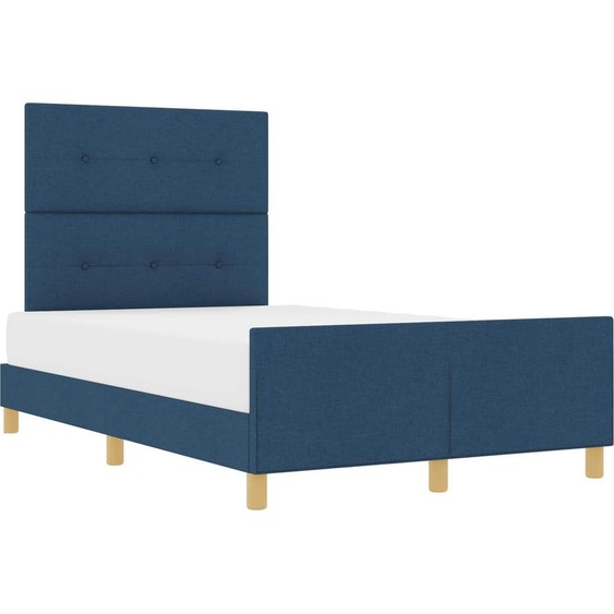 Cadre de lit avec tête de lit Bleu 120 x 200 cm tissu