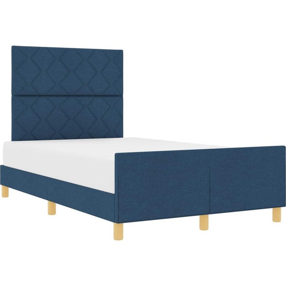 Cadre de lit avec tête de lit Bleu 120 x 200 cm tissu