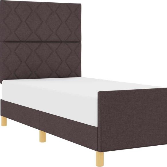 Cadre de lit avec tête de lit Marron foncé 100 x 200 cm tissu