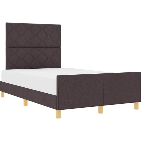 Cadre de lit avec tête de lit Marron foncé 120 x 200 cm tissu