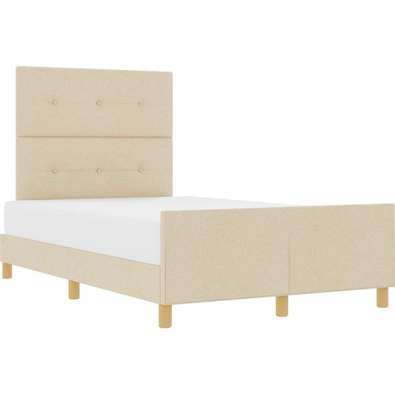 Cadre de lit avec tête de lit Crème 120 x 200 cm tissu