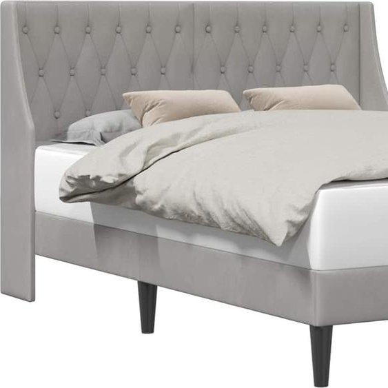 Cadre de lit avec tête de lit Gris clair 140 x 200 cm Velours