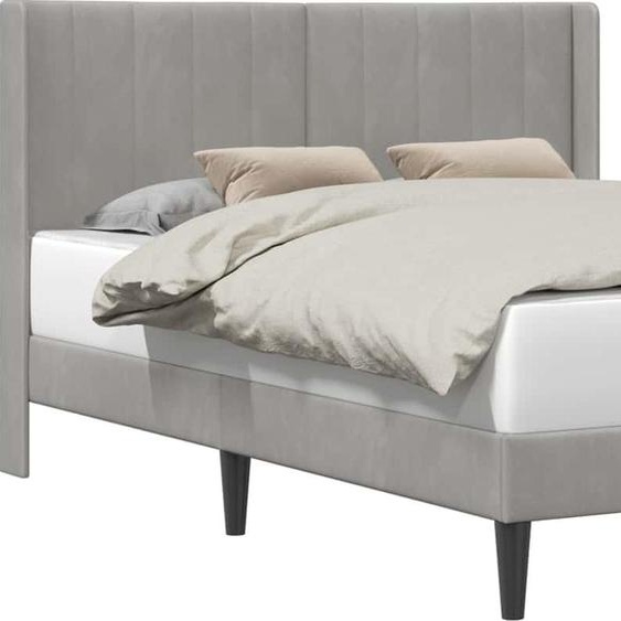 Cadre de lit avec tête de lit Gris clair 160 x 200 cm Velours