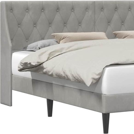 Cadre de lit avec tête de lit Gris clair 180 x 200 cm Velours