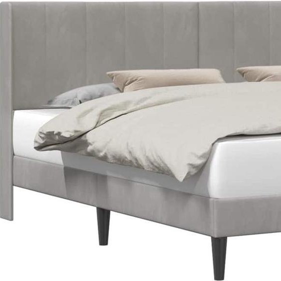 Cadre de lit avec tête de lit Gris clair 200 x 200 cm Velours
