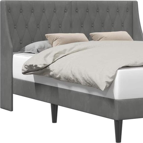 Cadre de lit avec tête de lit Gris foncé 120 x 190 cm Velours